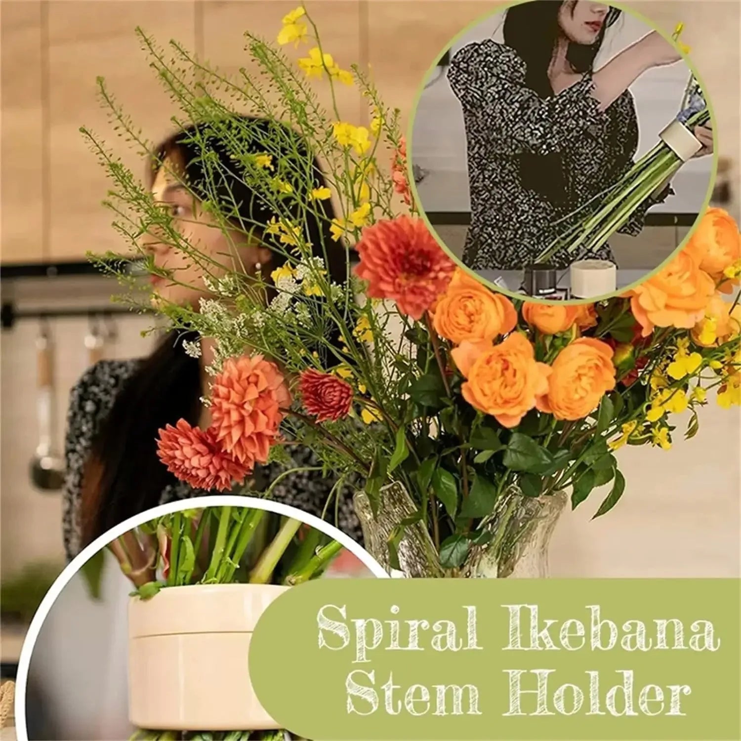 Porte-tige Ikebana en spirale pour fleurs Porte-tige en spirale pour vases Torsadeur de bouquets Accessoire d'art floral DIY Formeur Cadeaux floraux