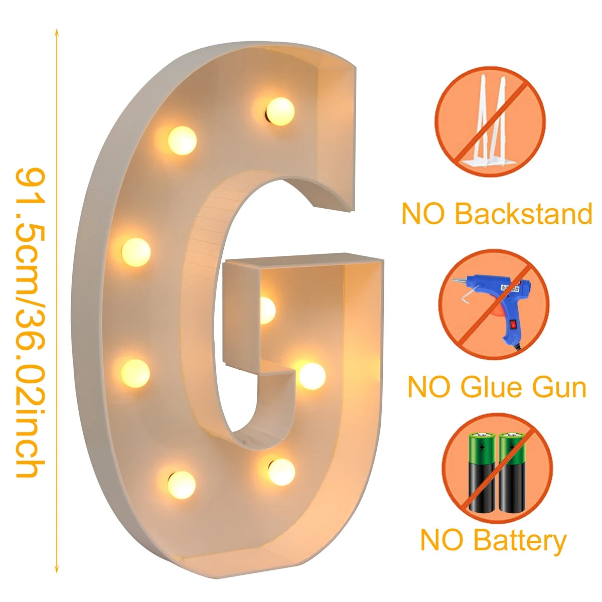 91.5CM Giant Letter Led Light Frame Box Baby Shower 1st Birthday Wedding Party Decor Christmas DIY Name Balloon Filling Box