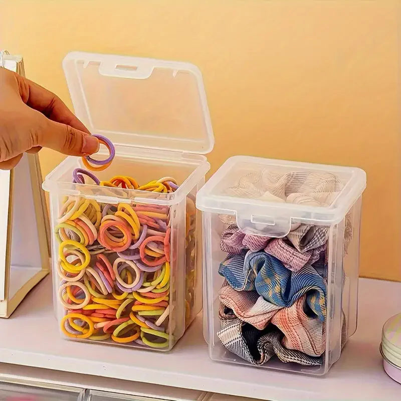 1 boîte de rangement empilable transparente pour accessoires de cheveux avec couvercle à clip – Antipoussière, étanche, organisateur en plastique pour bijoux