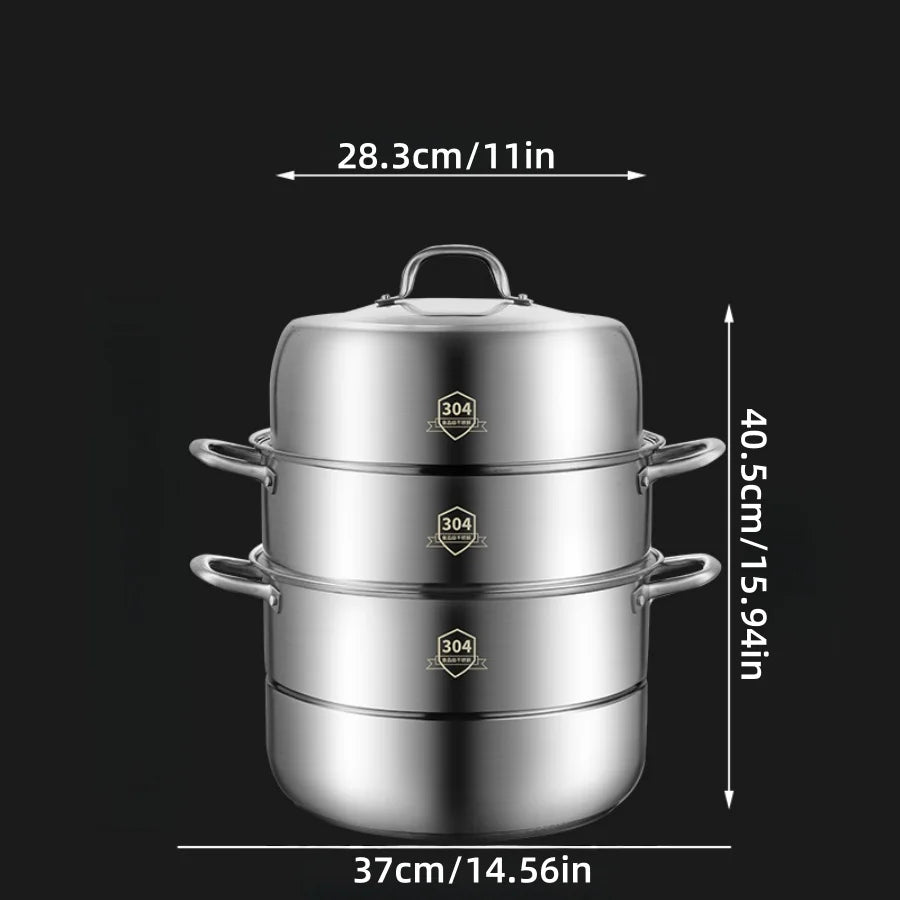 Nuevo producto: juego de ollas para cocinar al vapor de acero inoxidable 304, olla de acero inoxidable para cocinar al vapor y para sopa.