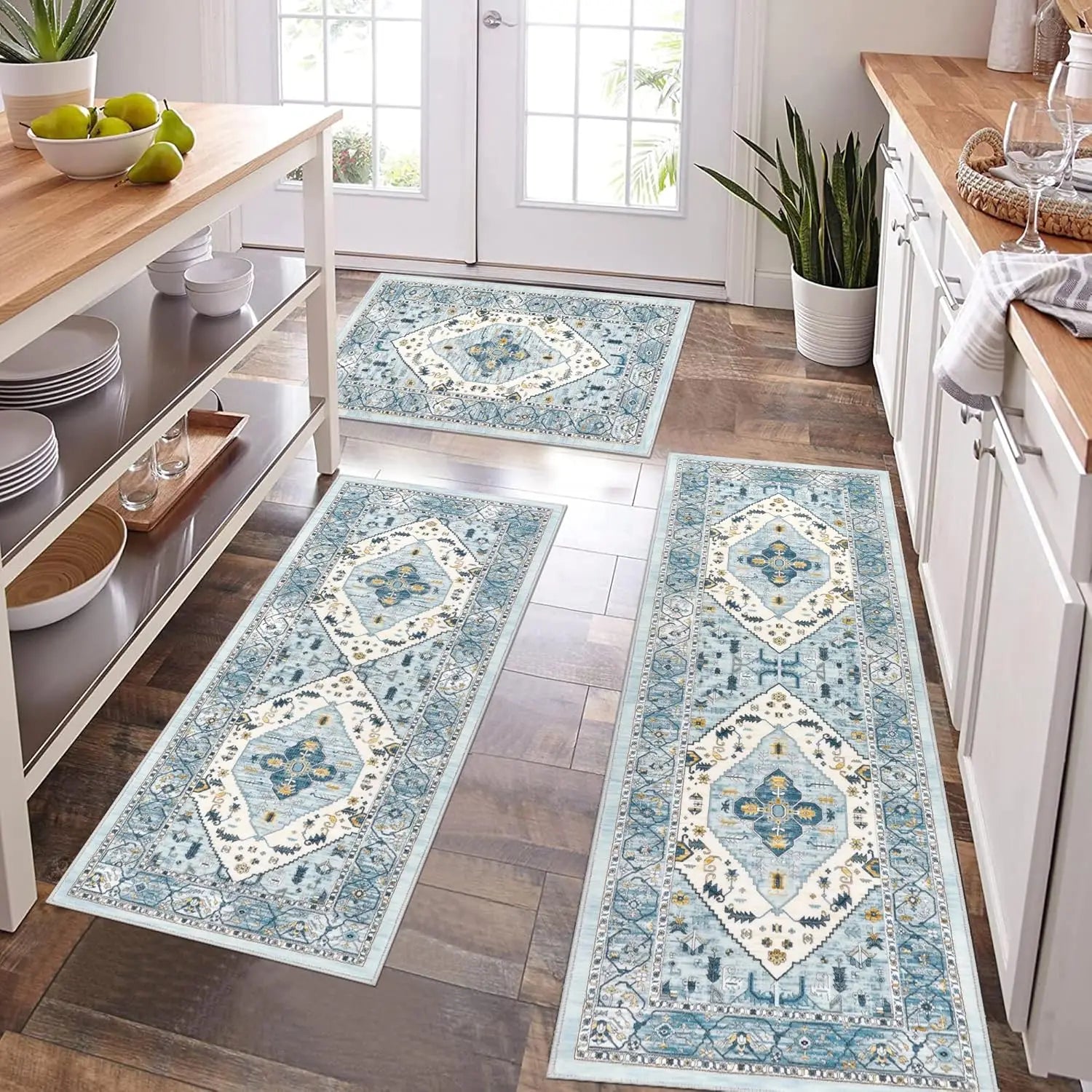 Alfombra bohemia de decoración para el hogar VIKAMA, alfombra de suelo larga antideslizante y antisuciedad para cocina, alfombra de suelo para pasillo y recibidor