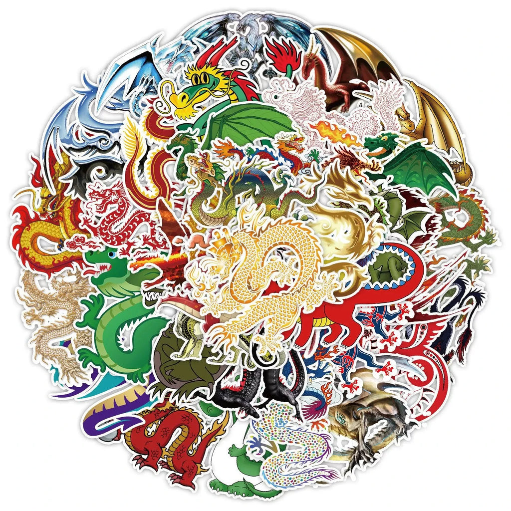 50/100 autocollants de graffiti mignons de dragon pour la décoration d'ordinateurs, autocollants imperméables, récompenses, papeterie, autocollants pour carnets