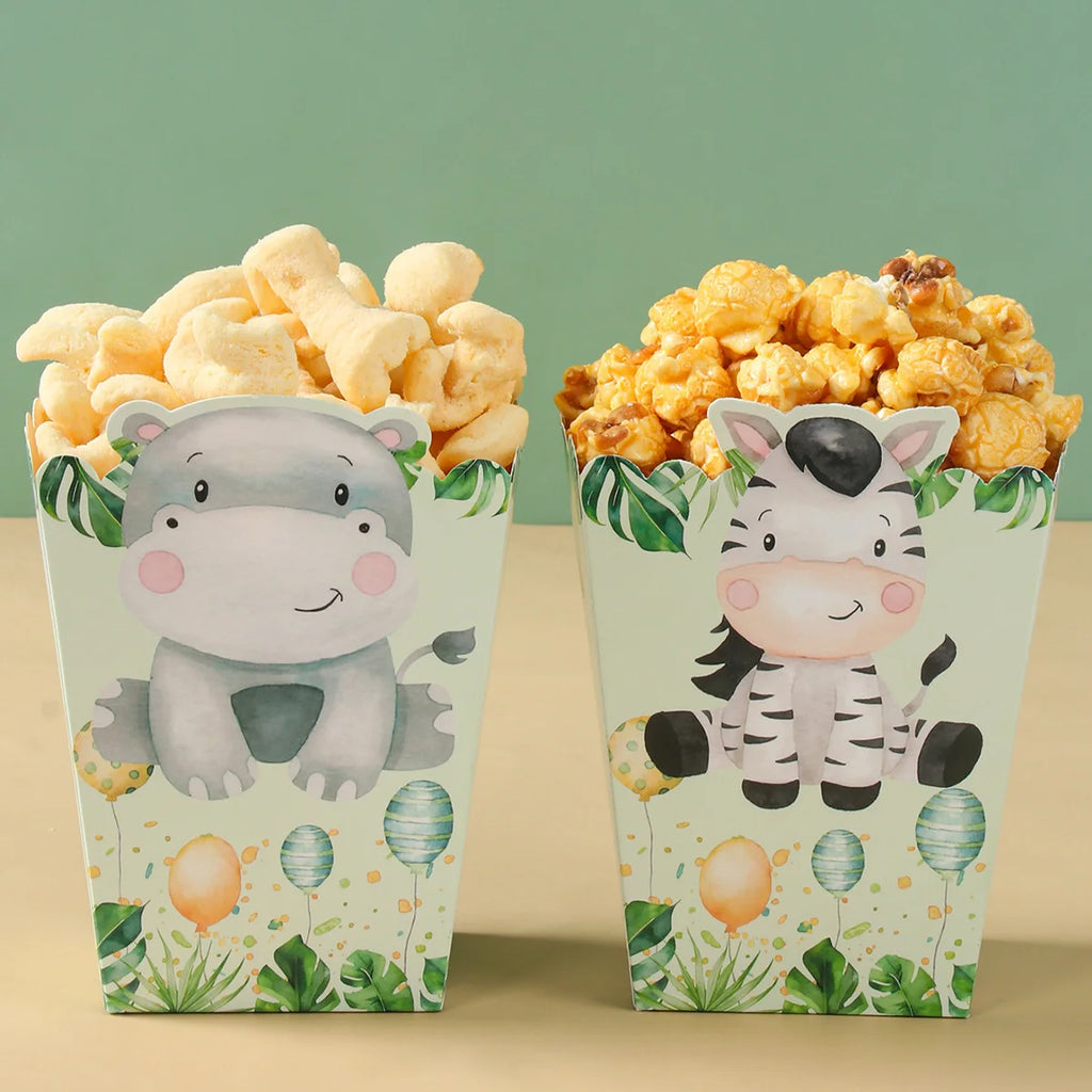 Cajas de Palomitas de Maíz Fiesta Safari en la Jungla, Cajas de Caramelos, Decoración de Fiesta de Animales de la Jungla, Baby Shower, Decoraciones de Cumpleaños para Niños
