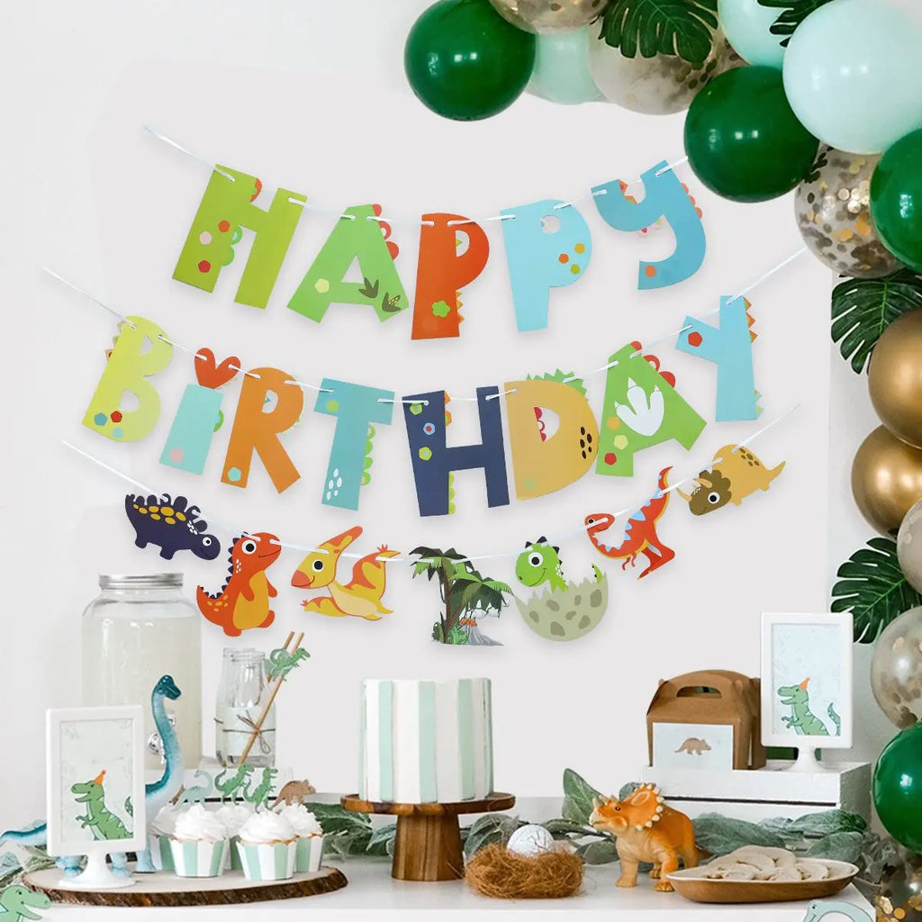 Décoration de fond de fête dinosaure, décorations d'anniversaire dinosaure, décor de baby shower pour garçons, fournitures de fête d'anniversaire jungle safari