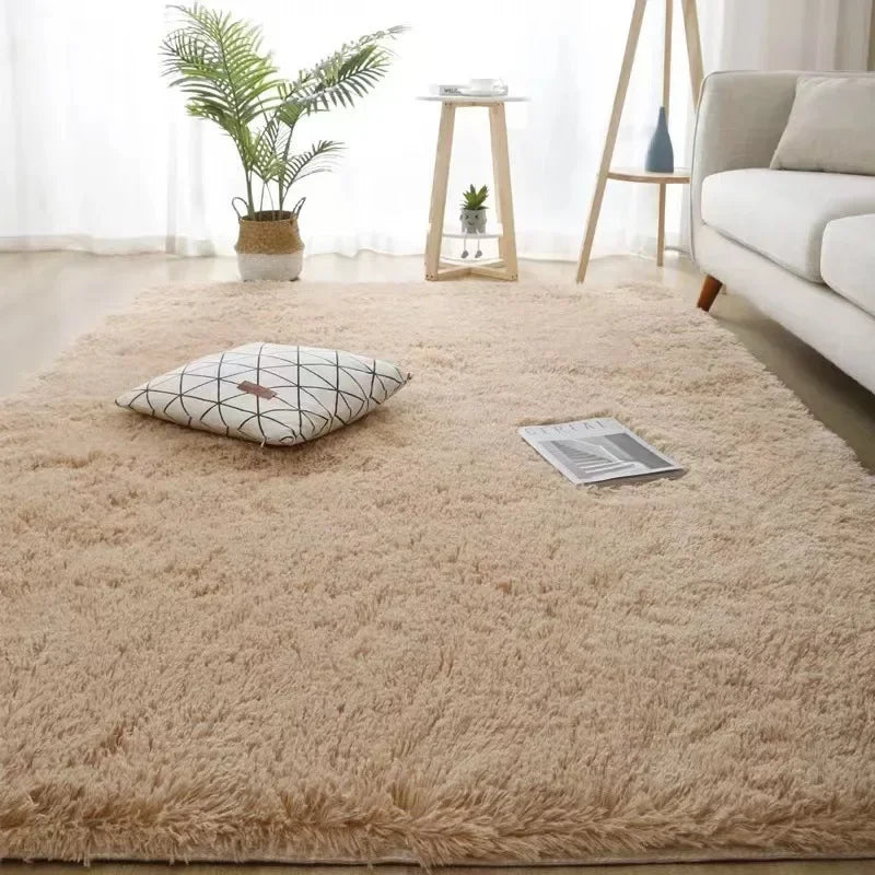 Alfombra minimalista de pelo largo de color liso VIKAMA, mullida y suave, para sala de estar, sofá, mesa de centro, alfombra para cuarto de niños, decoración del hogar