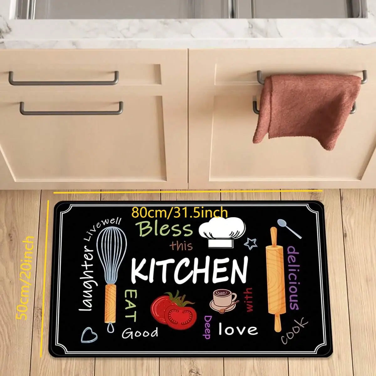 VIKAMA 1/2 alfombrillas de cocina estampadas, duraderas y resistentes al desgaste, alfombrilla de cocina para el hogar, alfombra para cuarto de lavado, decoración del hogar
