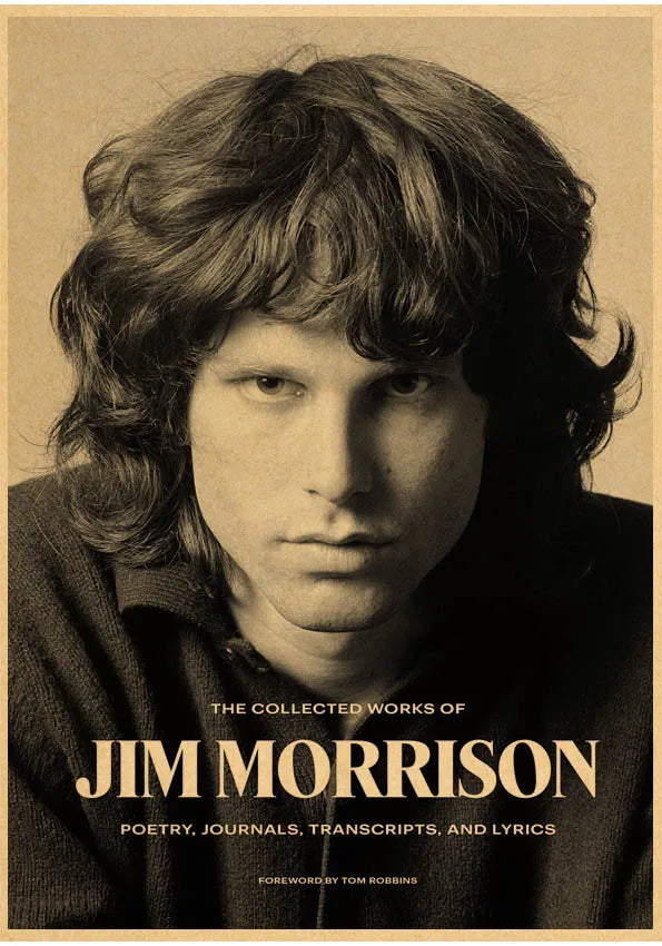 The Doors Jim Morrison Vintage Retro banda de rock música Guitarra Póster de papel kraft mate Adhesivo de pared Decoración de habitación del hogar