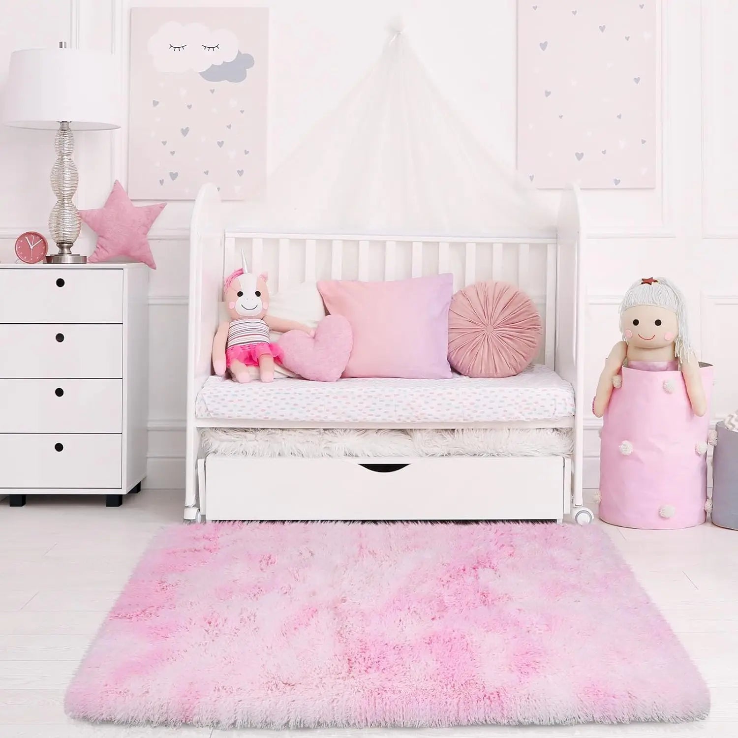 VIKAMA Alfombra de peluche teñida anudada 40x60cm Manta de área suave para el hogar Dormitorio de niñas Manta de cama Habitación infantil Decoración Antideslizante Alfombrilla de piso
