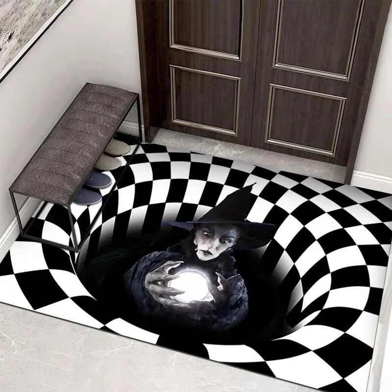 Felpudo visual 3D de Halloween VIKAMA, alfombra de payaso con tapa de alcantarilla, decoración de Halloween de terror, tapete para suelo interior y exterior
