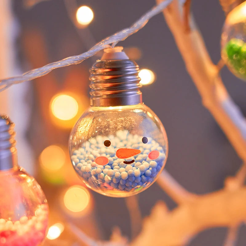 1 ud. 1,5 M10LED Guirnalda de luces de Navidad con bombillas y bolas sonrientes, Lámpara decorativa de árbol de Navidad, Luces de hadas para habitación, Fiesta de cumpleaños