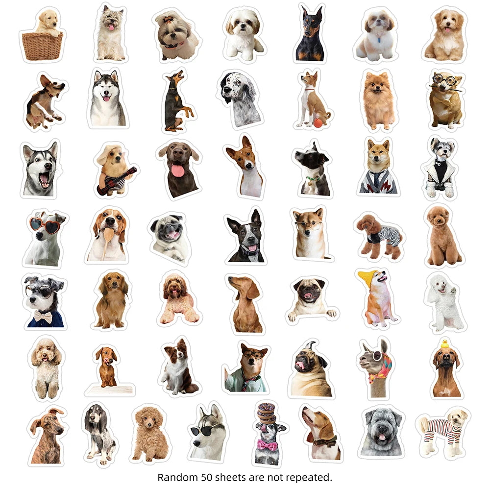 10/30/50 Pièces Autocollants Drôles Mignons pour Animaux de Compagnie, Stickers Graffiti Chien, Dessin Animé, pour Ordinateur Portable, Cahier, Valise, Téléphone, Agenda, Papeterie, Jouet pour Enfants