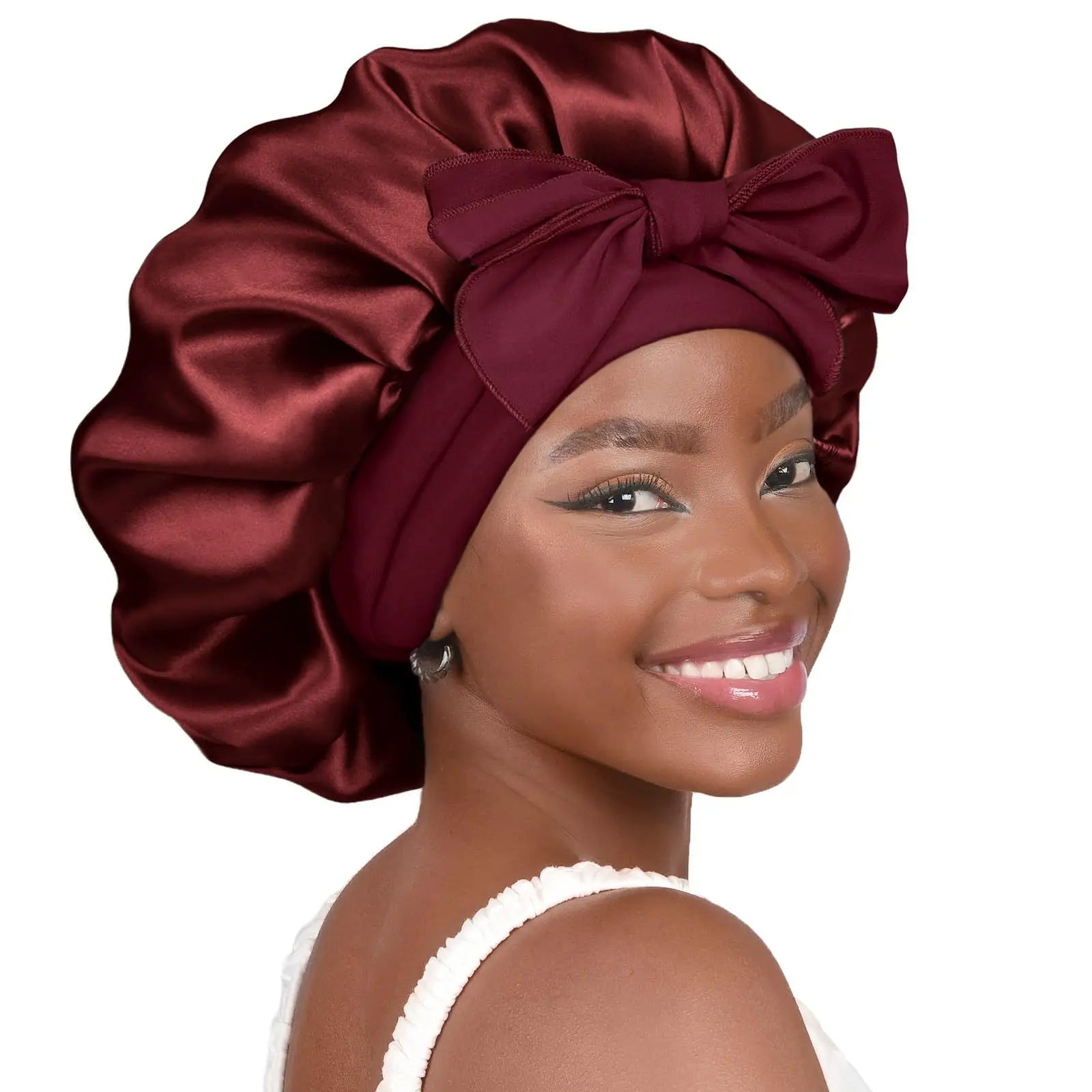 Gorro de satén Gorro de seda Gorro ajustable para dormir Gorro para el pelo con cinta Gorros para mujeres y hombres