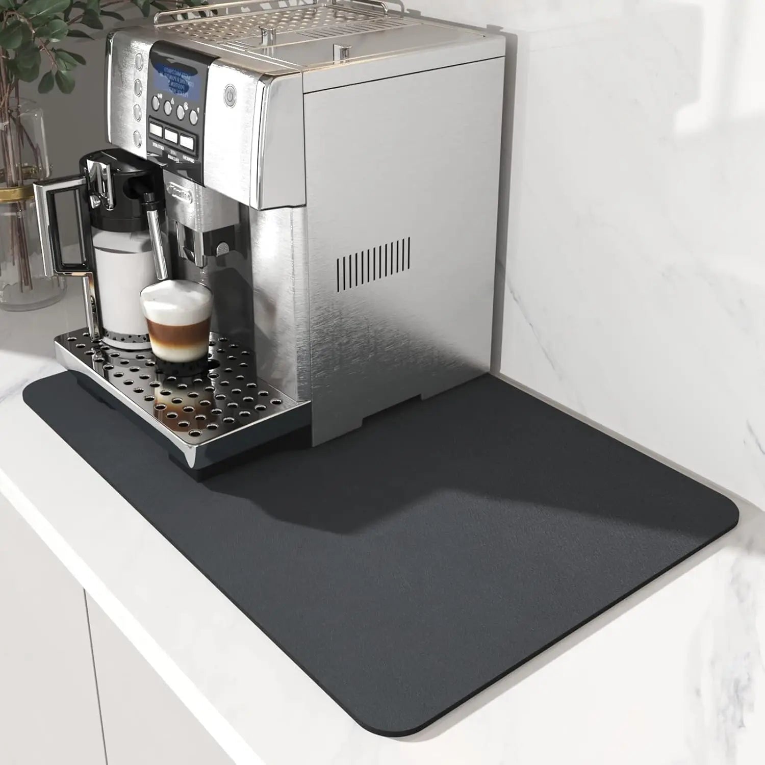 Alfombrilla para máquina de café VIKAMA, con reverso de goma, absorbente de agua, alfombrilla de secado de platos, alfombrilla de drenaje para encimera de cocina, decoración del hogar