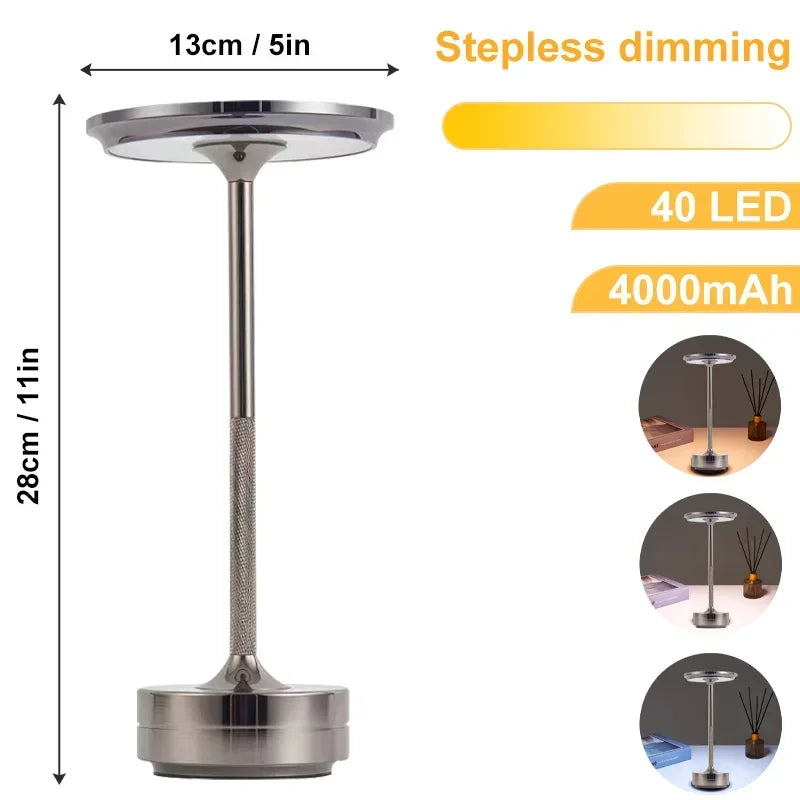 Lampe de table tactile LED en métal Lampe de chevet portable sans fil Lampe LED nordique rechargeable Décoration de table basse
