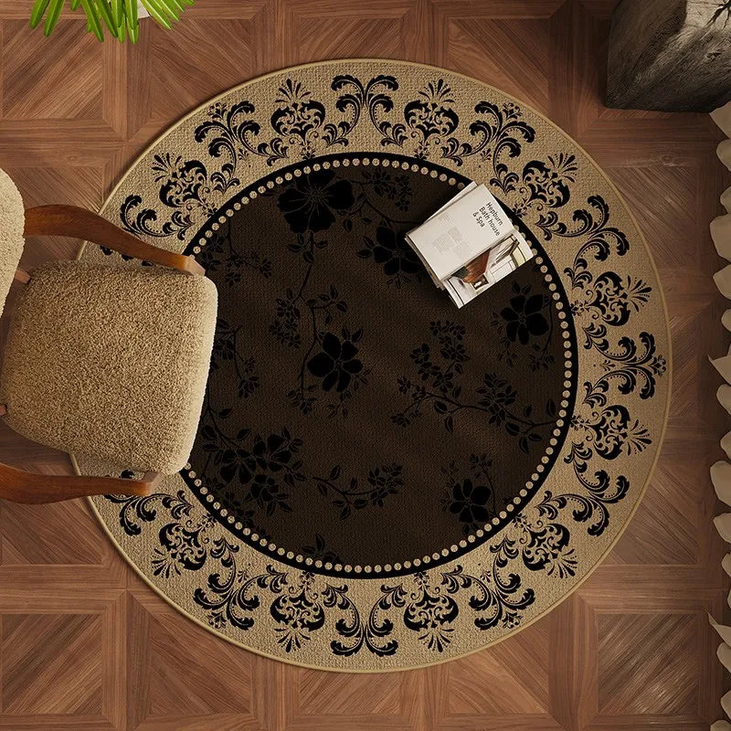 Alfombra decorativa redonda estilo Wabi-sabi japonés VIKAMA para sofá de sala de estar, alfombra para mesa de centro, cojín de suelo para silla giratoria de estudio