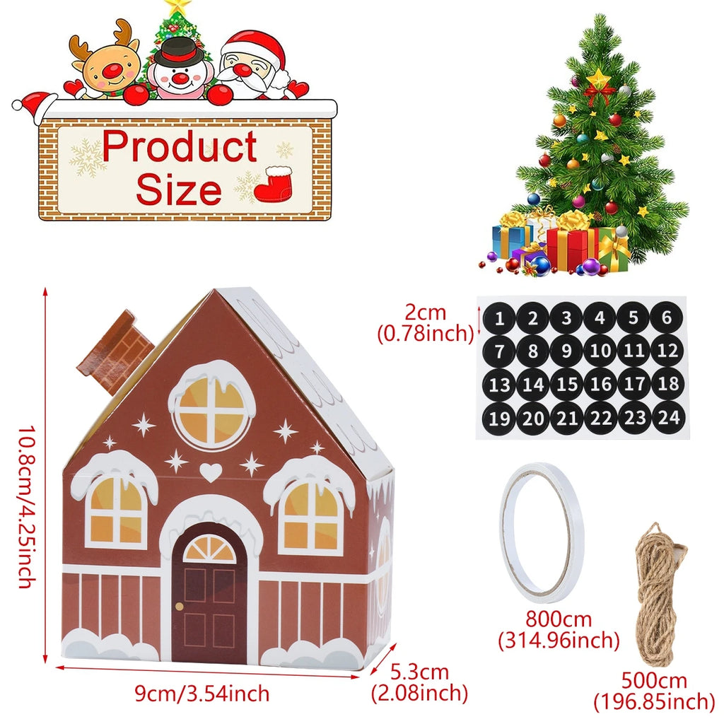 Boîte à bonbons en pain d'épices de Noël, décoration de Noël pour la maison, cadeau du Nouvel An 2024, boîte d'emballage de biscuits, ornement de Noël
