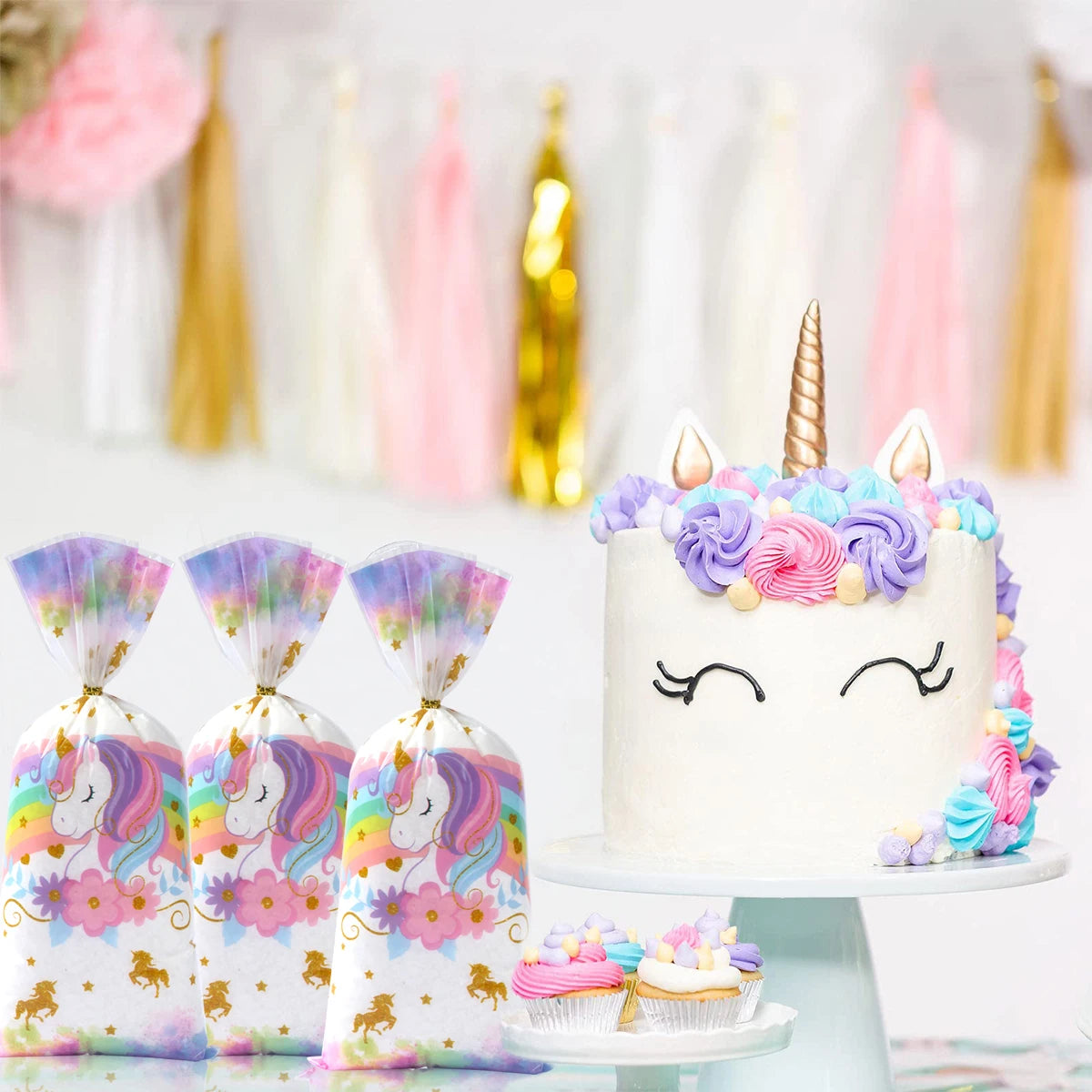 25/50/100 unidades de Bolsas de Embalaje de Caramelos de Unicornio Bolsas de Regalo con Temática de Unicornio para Fiesta de Cumpleaños de Niños, Baby Shower, Suministros para Fiestas de Boda