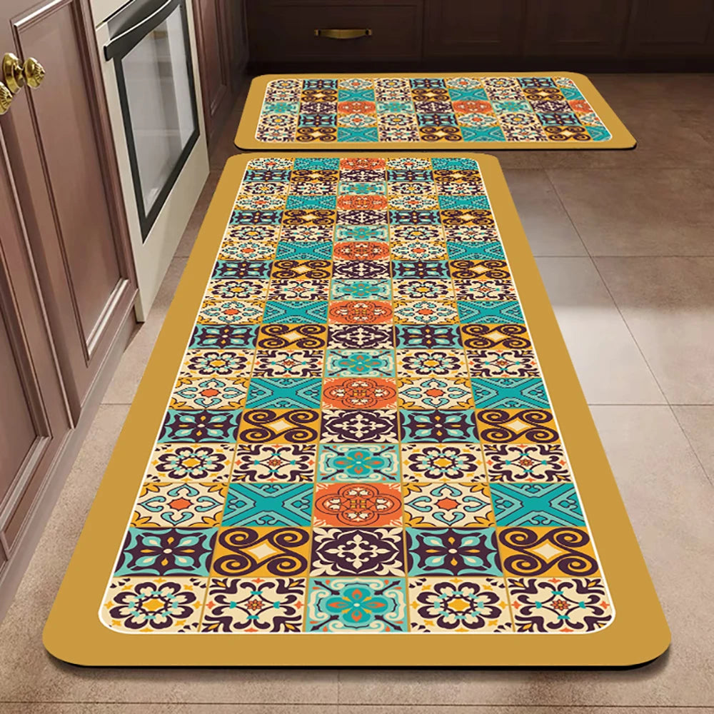 VIKAMA 1/2PCS Alfombra de cocina resistente al aceite, alfombra de baño absorbente de secado rápido, felpudo antideslizante para decoración del hogar