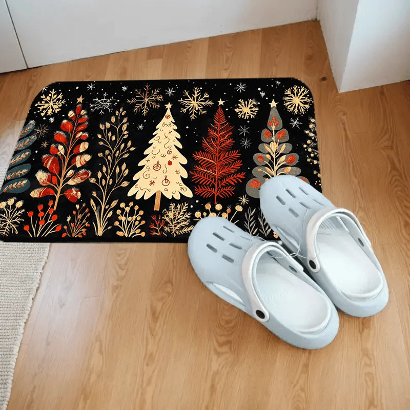 VIKAMA Alfombra de Navidad Alfombra de árbol de Navidad Alfombra de cocina Alfombra larga Felpudo absorbente Alfombra para sala de estar Sofá Alfombra de suelo