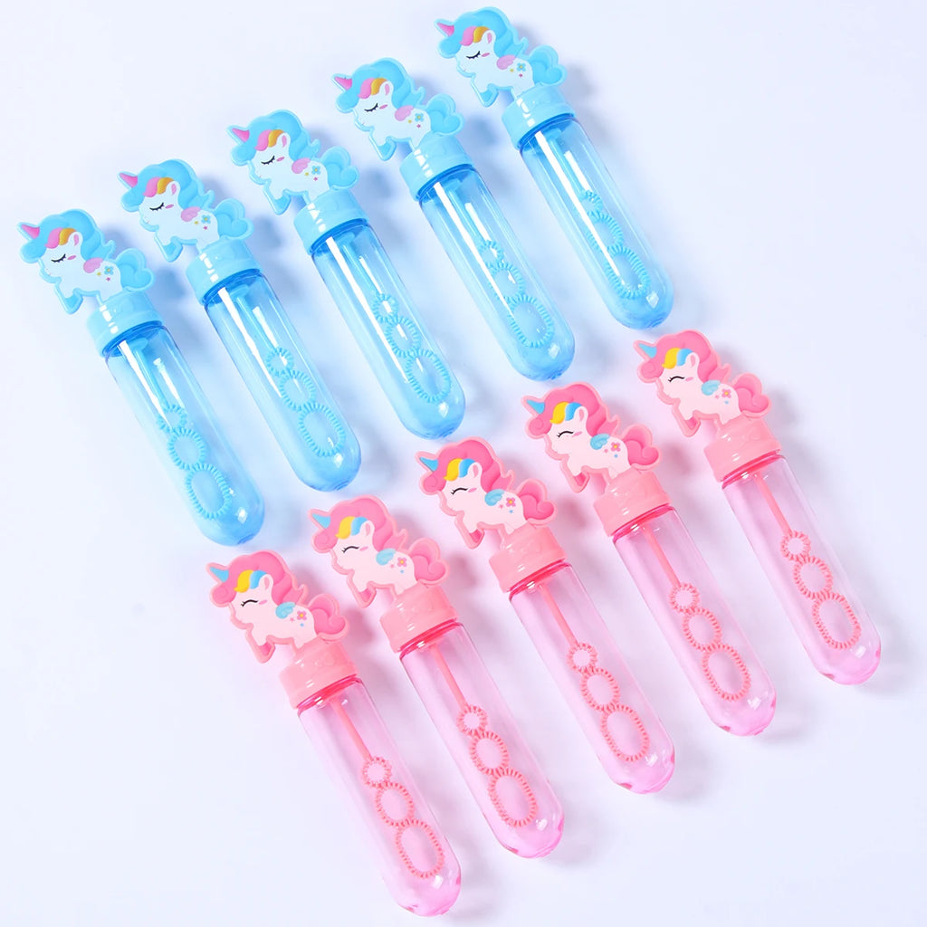 Botella de jabón de burbujas de unicornio azul y rosa, decoración de fiesta de cumpleaños de unicornio, juguetes de recuerdo para niños, regalos para invitados, baby shower
