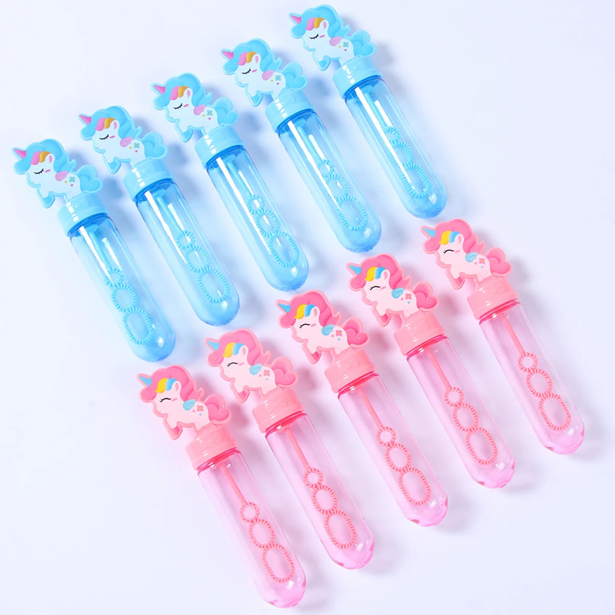 Botella de jabón de burbujas de unicornio azul y rosa, decoración de fiesta de cumpleaños de unicornio, juguetes de recuerdo para niños, regalos para invitados, baby shower