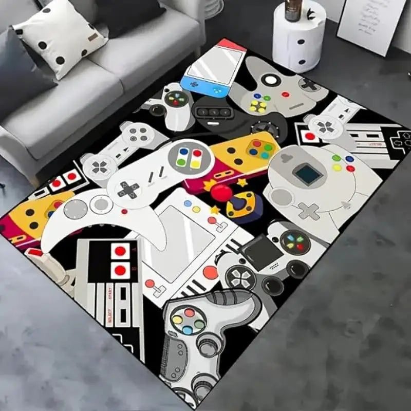 Tapis de jeu Fashion Crystal Pile avec contrôleur de jeu vidéo Tapis de chambre de jeu à poils longs Tapis antidérapant