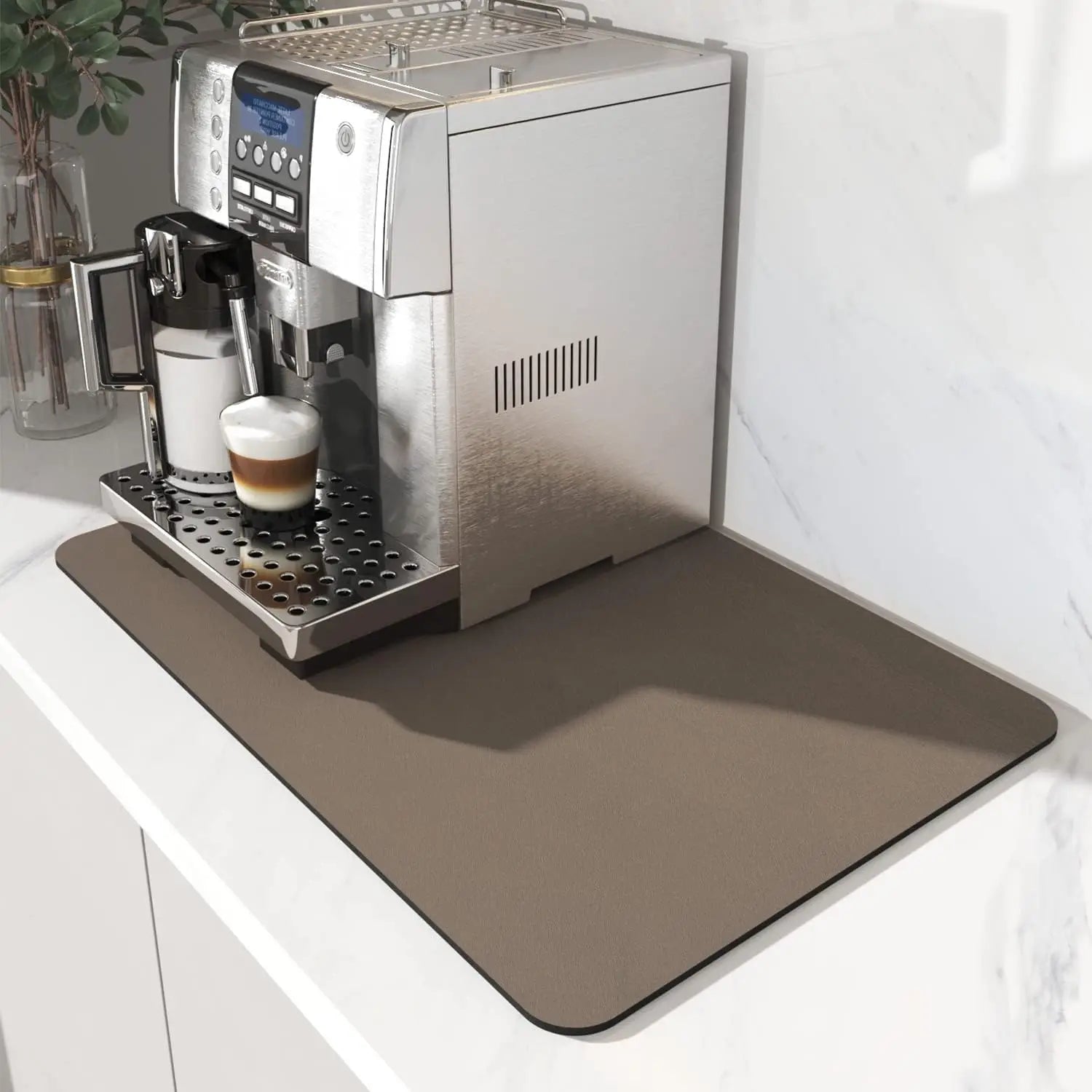 Alfombrilla para máquina de café VIKAMA, con reverso de goma, absorbente de agua, alfombrilla de secado de platos, alfombrilla de drenaje para encimera de cocina, decoración del hogar