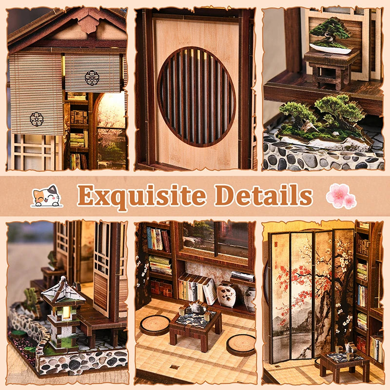 Nouvelle lampe à mousse et serre-livre en bois DIY 3D - Puzzle de maison miniature à assembler à la main, décoration d'intérieur, Noël, Black Friday