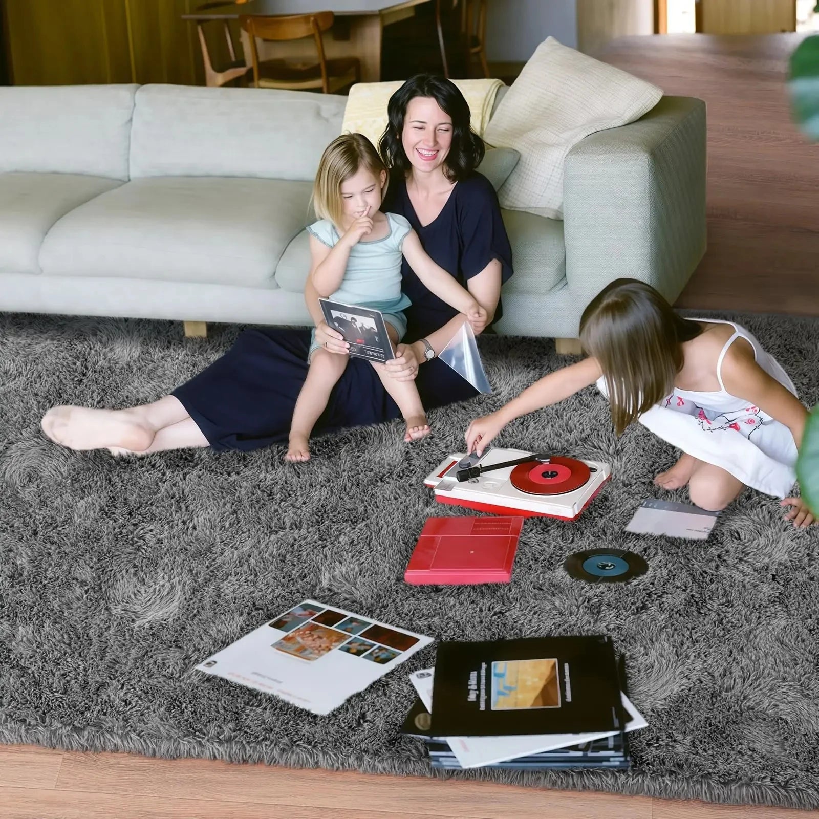 Tapis de salon shaggy minimaliste VIKAMA, tapis doux et moelleux, tapis de chambre à coucher, dortoir, chambre d'enfant, décoration intérieure