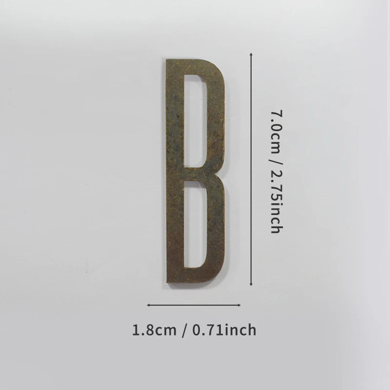 Bronze Self Adhesive House Number Metal English Alphabet Letters for Apartment Room Door Plate Table Mailbox Number Stickers 7cm