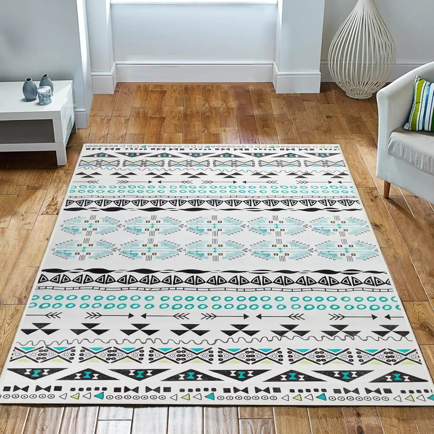 Alfombra de sala de estar estilo geométrico VIKAMA, sofá duradero y antideslizante, alfombra para mesa de café, alfombra de dormitorio, decoración del hogar