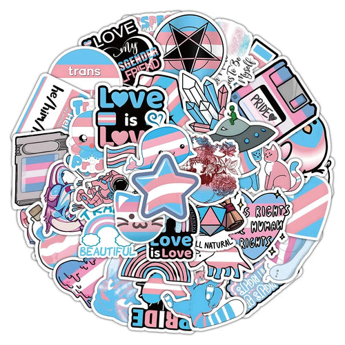 10/30/60pcs Transgender Pride Stickers Toys Rainbow Lesbian Bisexual Pansexual Gay Graffiti Decals Skateboard Laptop Sticker