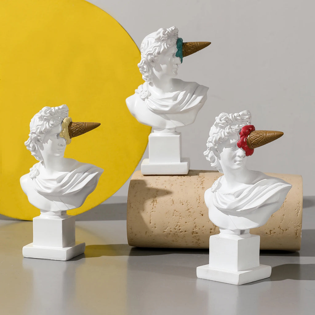 Escultura de Apolo, decoración de escritorio para el hogar, busto de resina con retrato, estatua griega de Apolo con helado creativo para sala de estar, mesa decorativa