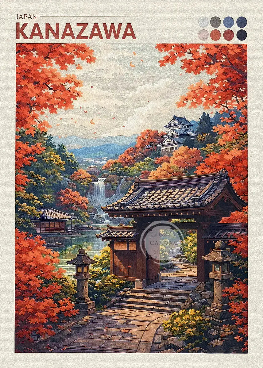Japan Cityscape Poster Tokyo Shizuoka Cherry Blossoms Mt.Fuji Autumn Torii Gate Okayama Castle Canvas Print Living Room Decor