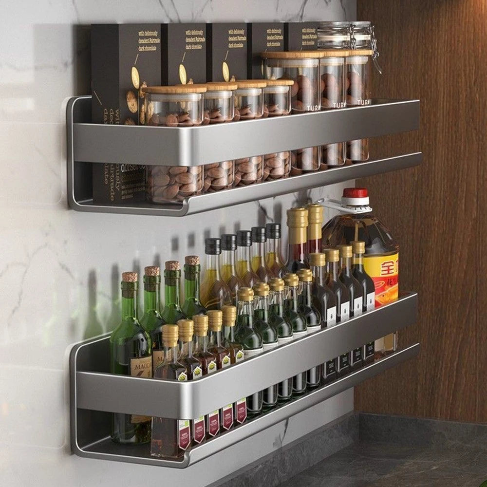 Estante de baño, estante de especias montado en la pared, estante multiusos, almacenamiento de condimentos, organizador de champú, accesorios de cocina