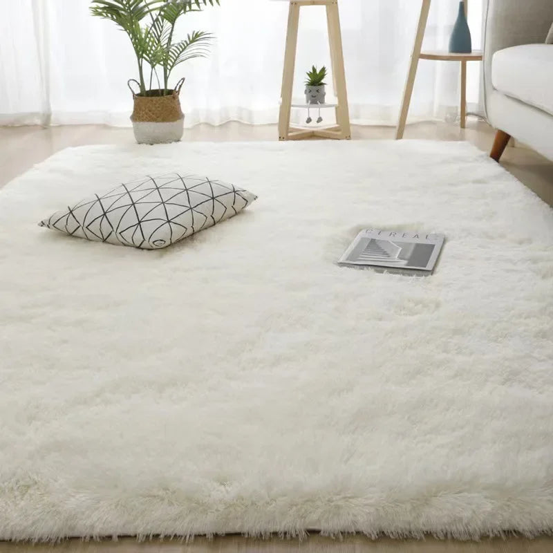 Alfombra minimalista de pelo largo de color liso VIKAMA, mullida y suave, para sala de estar, sofá, mesa de centro, alfombra para cuarto de niños, decoración del hogar
