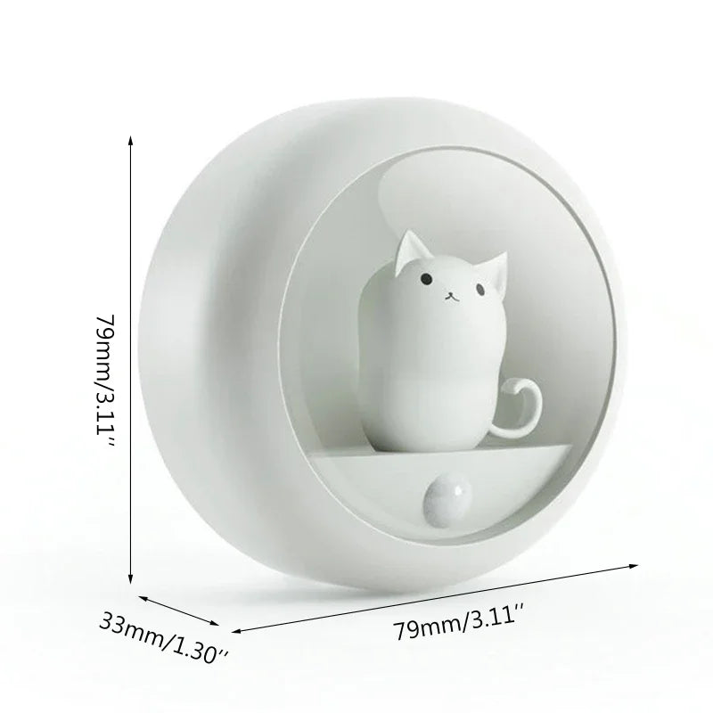 Luz de noche LED inteligente con sensor de movimiento, lámpara creativa de gato, recargable por USB, decorativa para armario, lámpara de pared colgante para dormitorio infantil, linda