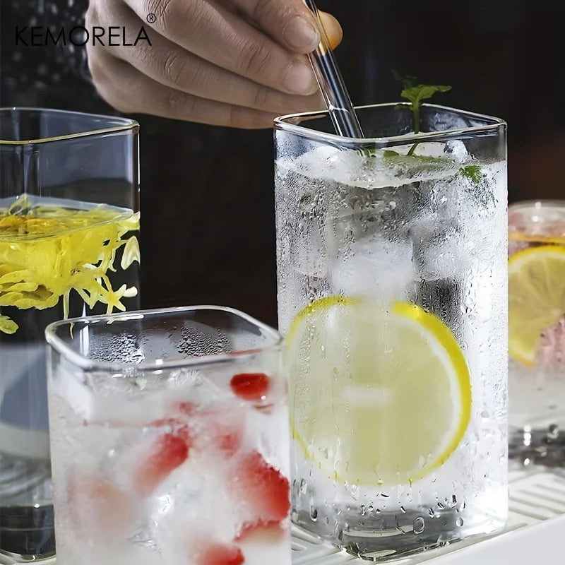 Lot de 4 verres à boire de 440 ml/550 ml, verres à highball fins, grands verres transparents pour eau, jus, bière, boissons et cocktails.