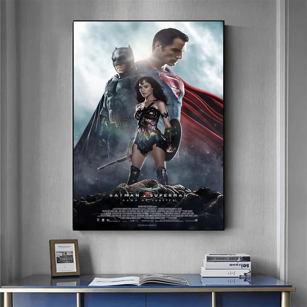 Superman et Batman Super-héros Justice League DC Film Affiches Peinture sur toile Art mural moderne pour salon Décoration intérieure