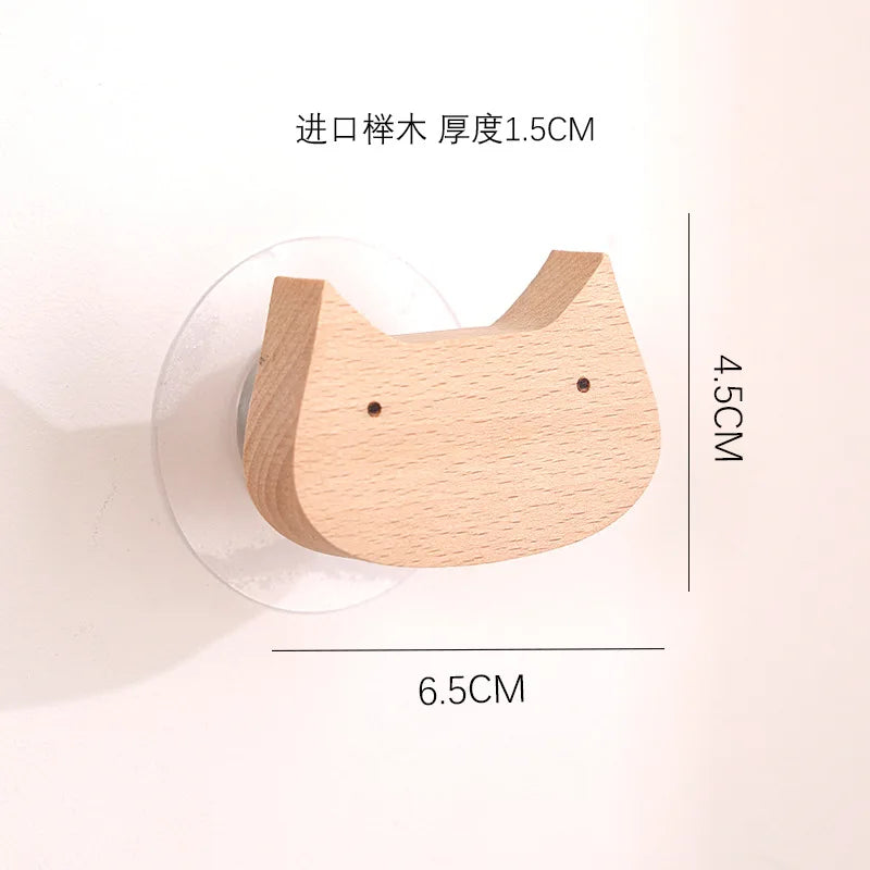 Ganchos decorativos de madera de estrella y luna. Bonitos ganchos adhesivos de pared con dibujos de animales. Llavero para la pared del hogar y decoración.