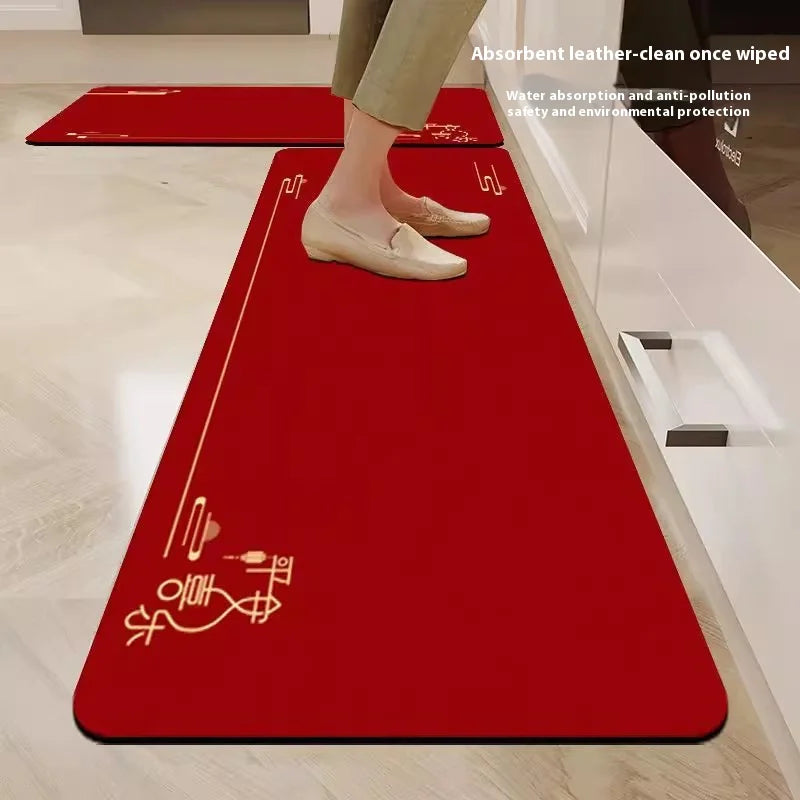 VIKAMA Alfombrillas de cocina de tierra de diatomeas antideslizantes chinas nuevas, resistentes a la suciedad, alfombra recortable, alfombra roja para entrada y baño