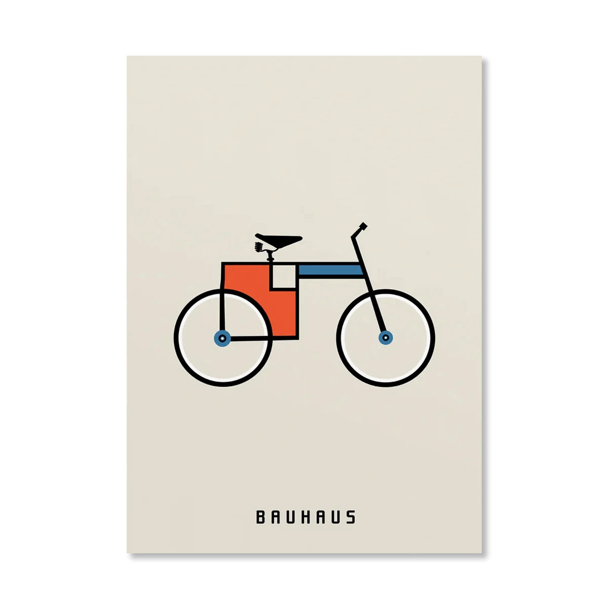 Abstract Orange Bauhaus Geometric Poster Pop Art Sunrise & Bicycle Wall Art Prints for Modern Living Room Dormitory Home Decor