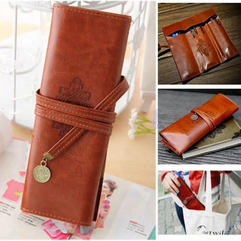 1 Étui à Crayons Rétro Vintage en Cuir, Trousse de Maquillage Twilight Saga pour Femmes, Cadeaux, Papeterie, Pinceaux