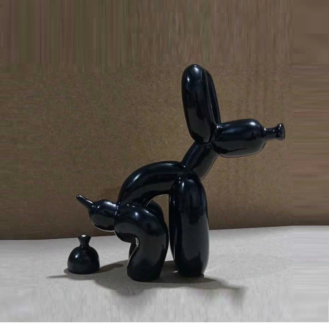 Statue décorative moderne d'animal chien ballon accroupi, convient pour l'intérieur, salon, ferme, chambre, bureau, meuble en bois