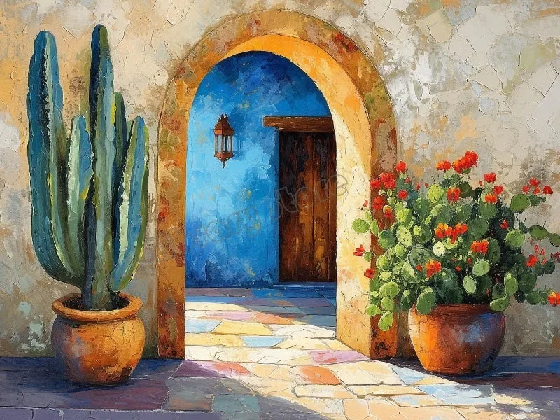 Arte de pared de México colorido vintage, pintura tradicional de la vida en el mercado, póster impreso en lienzo HD, decoración para sala de estar, dormitorio