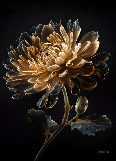 Classic, Vintage, Wall Art, Gold Black Roses Sunflowers, HD Canvas Printed Poster, Home Living Room Bedroom Decoration