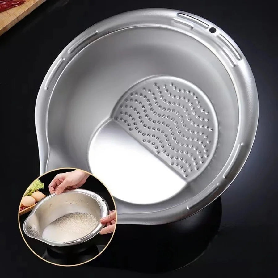 Bol de Lavage de Riz en Acier Inoxydable 304, Passoire à Riz, Passoire à Fruits et Légumes, Ustensiles de Cuisine