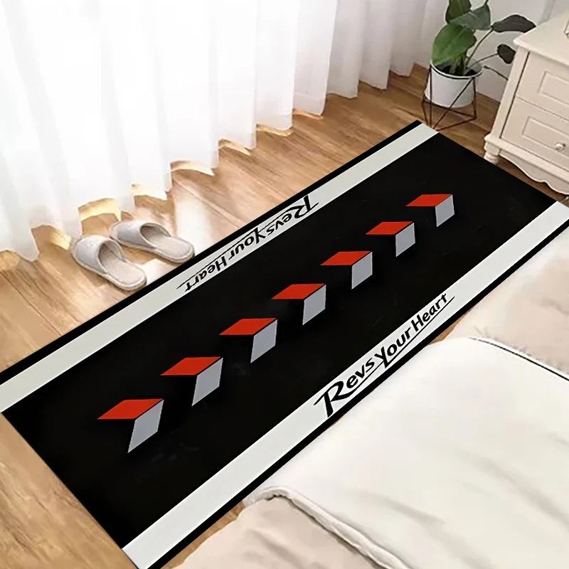 Alfombra larga de coche de carreras VIKAMA, antideslizante, reducción de ruido, decoración del hogar, alfombrilla de exhibición de motocicleta, alfombrilla de suelo de garaje, alfombra de noche