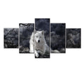 Cuadro en lienzo de 5 paneles de animal lobo, póster para decoración del hogar