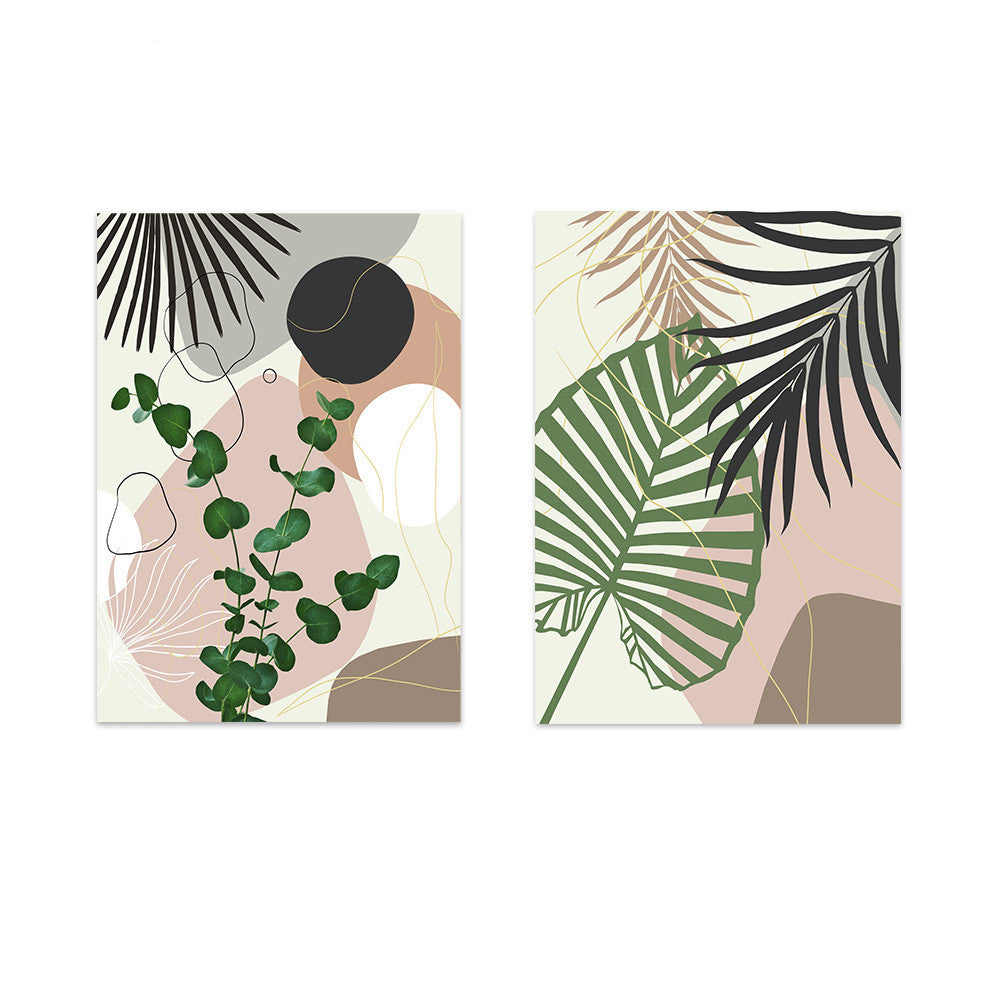 Pintura en lienzo para pared con hojas de plantas tropicales